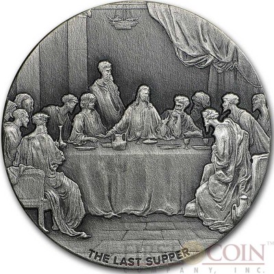 Niue Island THE LAST SUPPER series BIBLICAL Silver coin $2 High relief 2016 Antique finish 2 oz